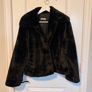 Apparis Black Faux Fur Teddy Jacket Size M